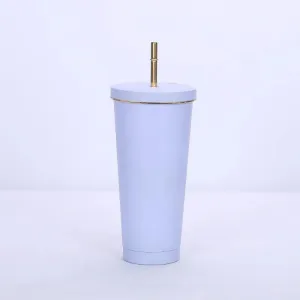 Glossy Stainless Steel Tumblers with Straw (750ml)