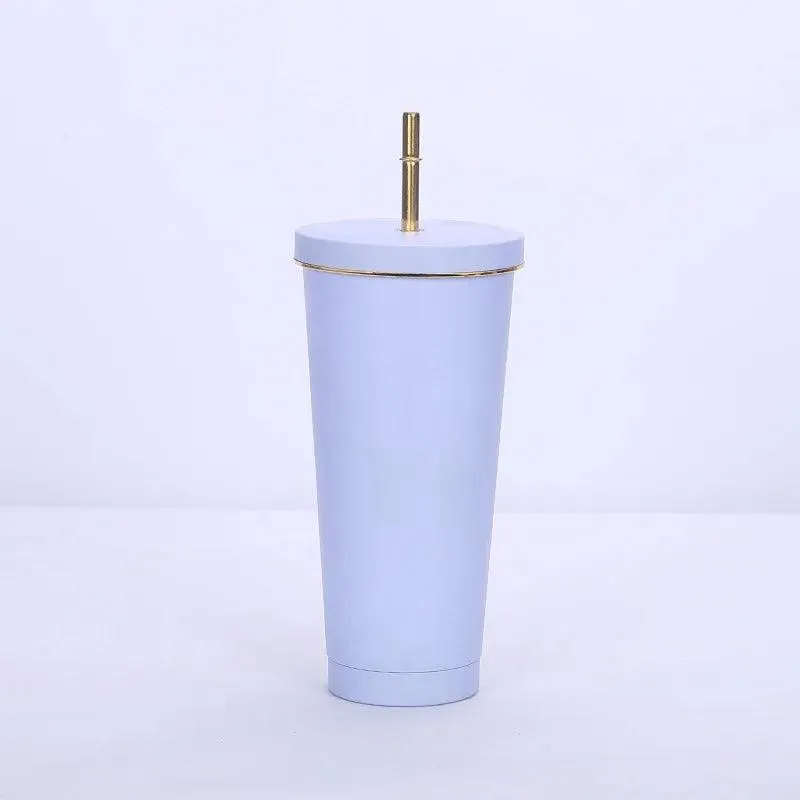 Glossy Stainless Steel Tumblers with Straw (750ml)