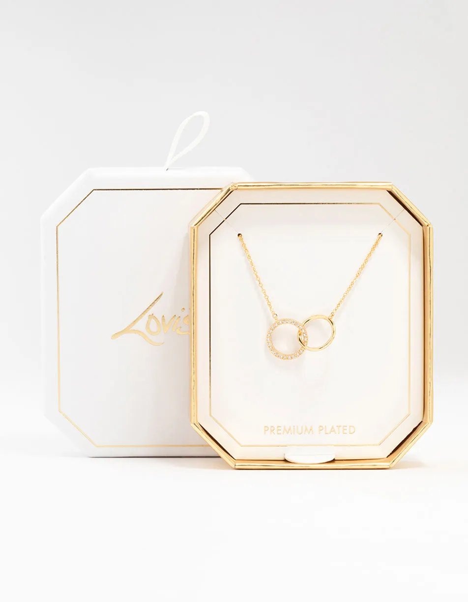 Gold Plated Pavé Link Hoop Necklace