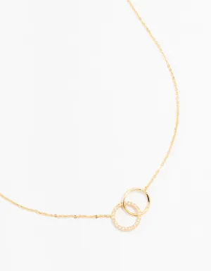 Gold Plated Pavé Link Hoop Necklace