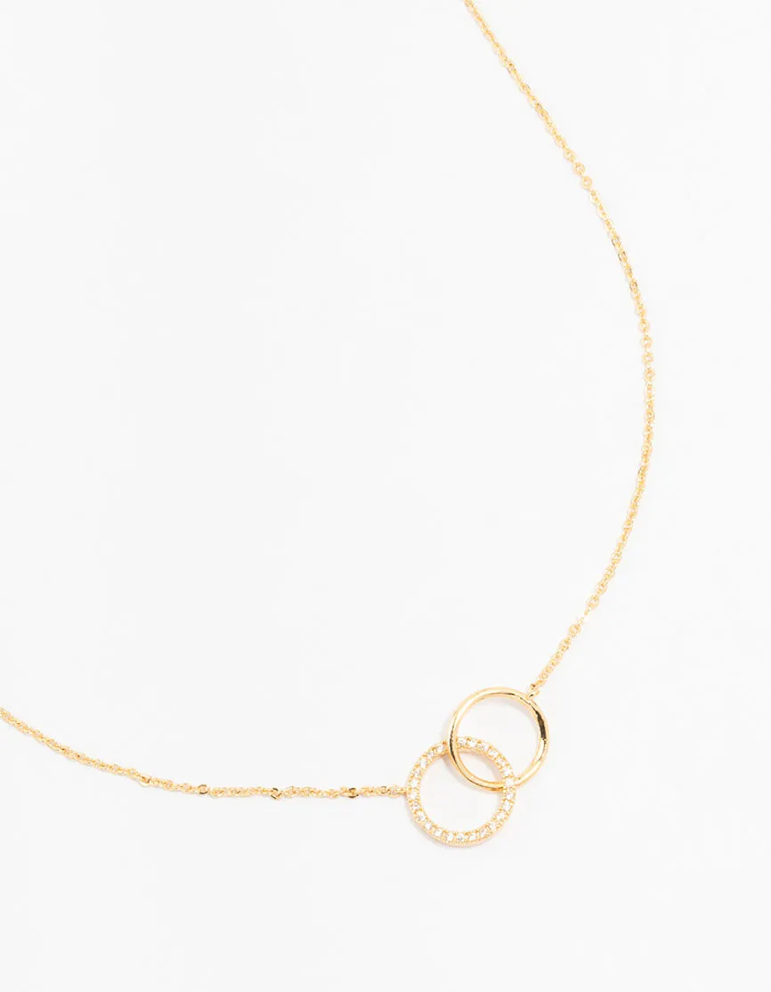 Gold Plated Pavé Link Hoop Necklace