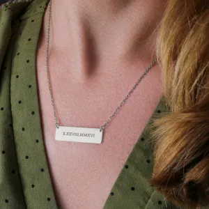 Graduation Gift Necklace, Graduation Roman Numeral Horizontal Bar Necklace