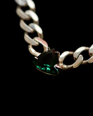 Green Topaz Pyramid Choker on Cuban Link