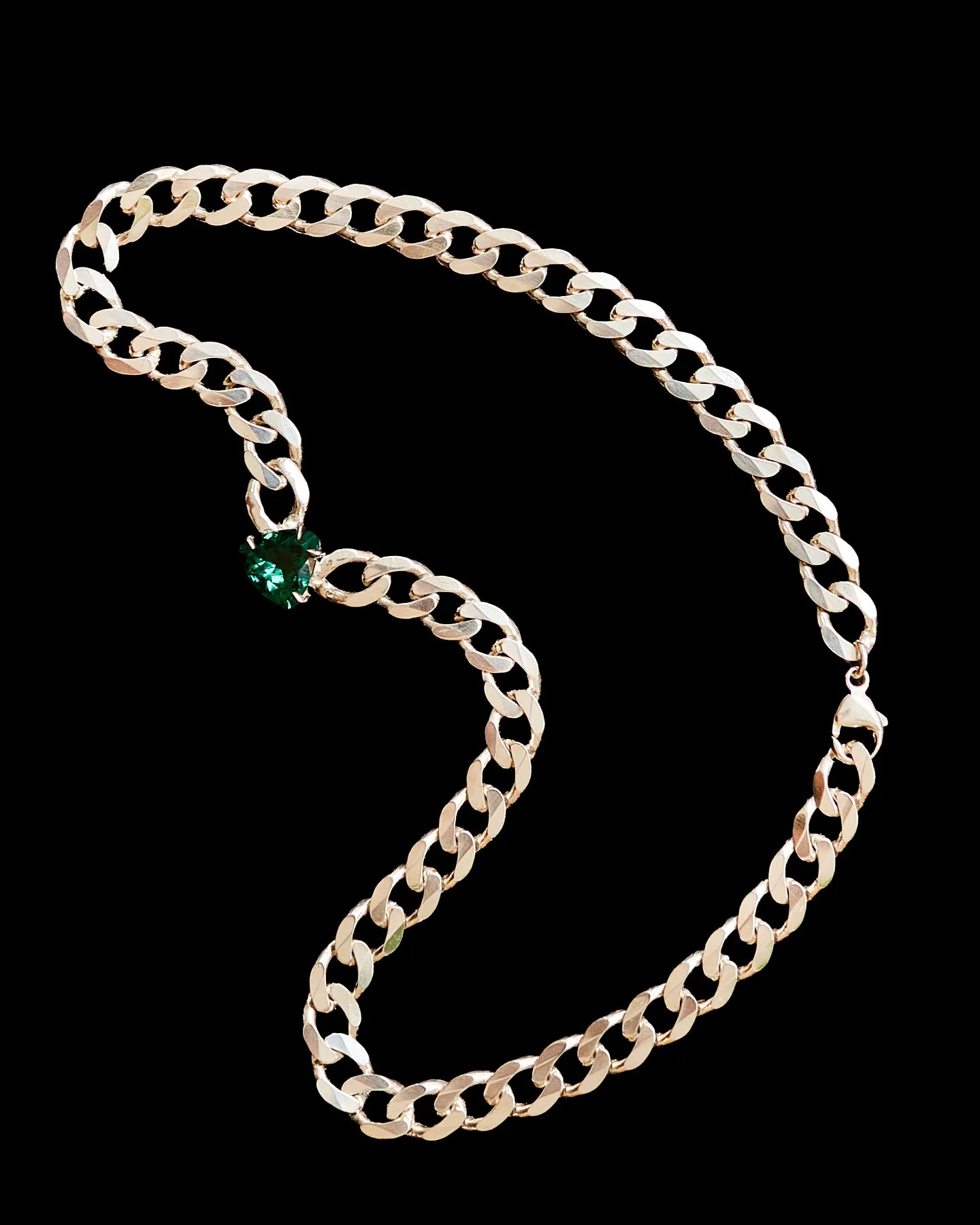 Green Topaz Pyramid Choker on Cuban Link