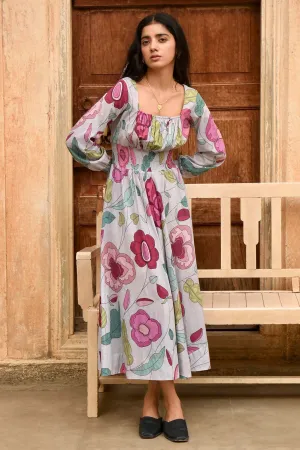 Grey Mulmul Square Neck Dress