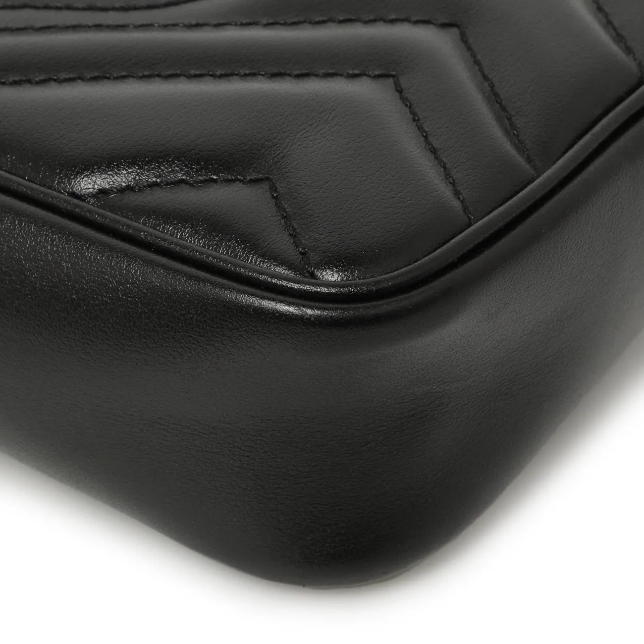 Gucci Black Calfskin Matelasse Super Mini GG Marmont