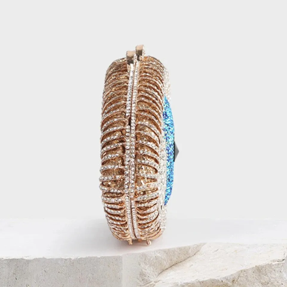 Handmade Gold Rhinestone Eye Clutch