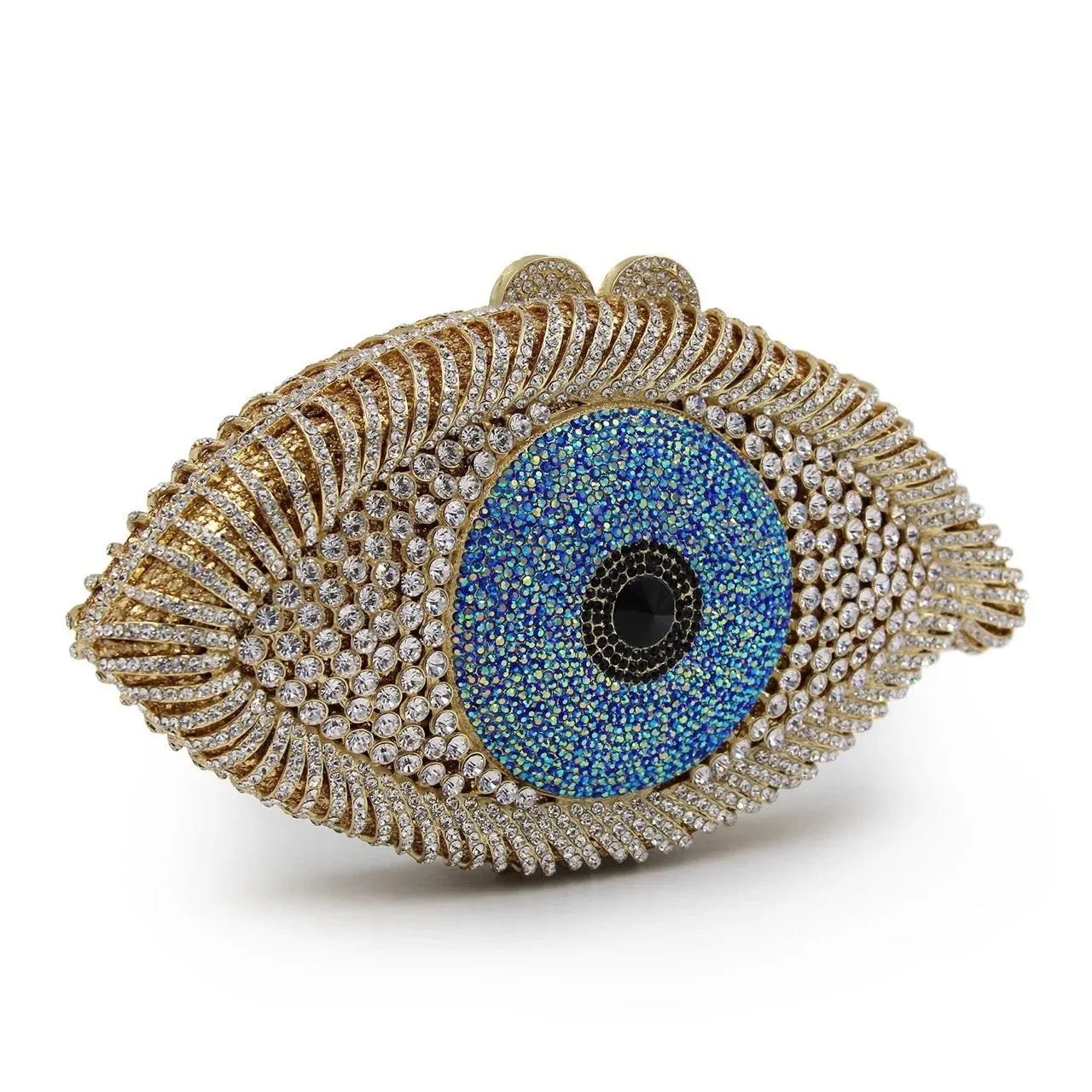 Handmade Gold Rhinestone Eye Clutch