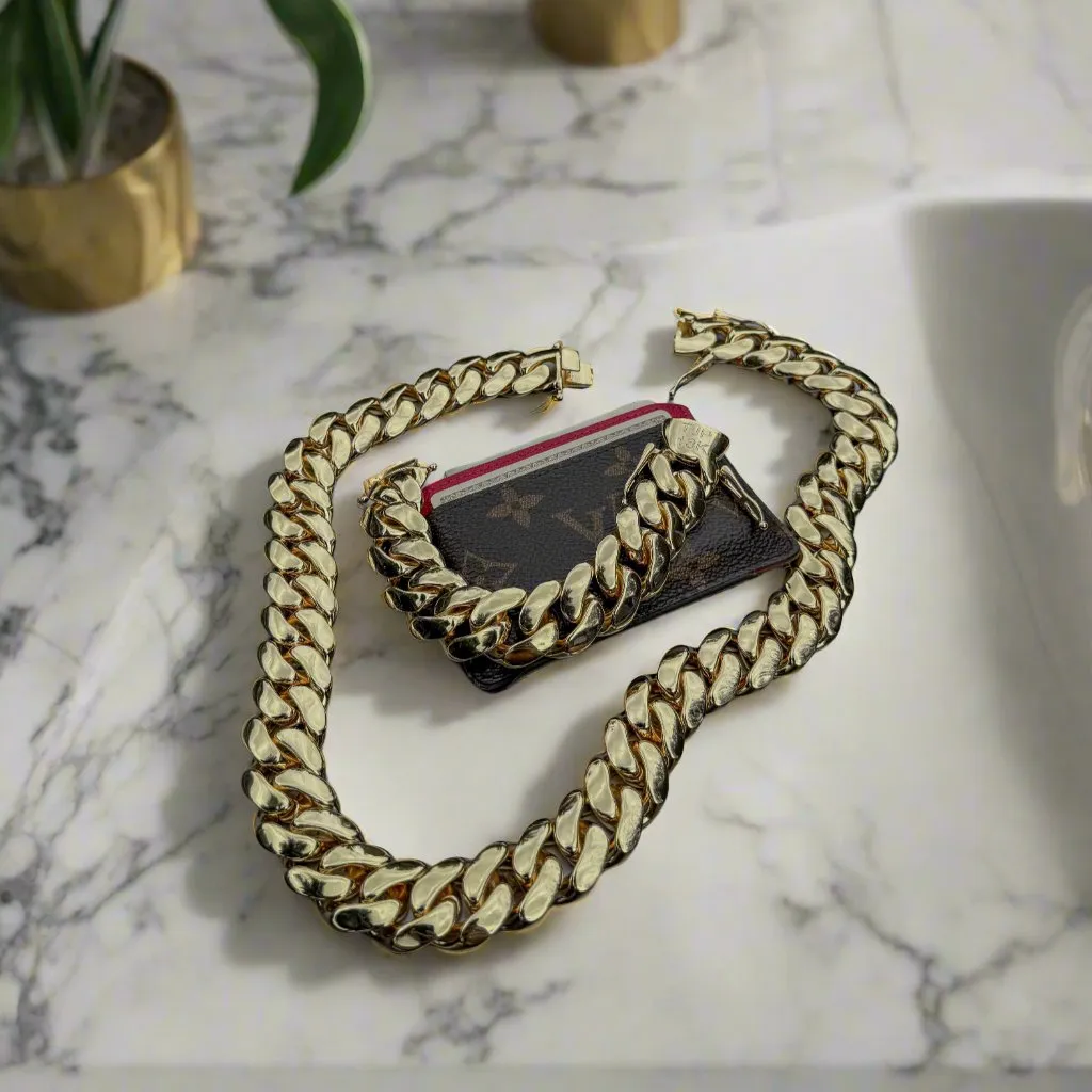 Handmade Miami Cuban Link Chain   Bracelet Bundle