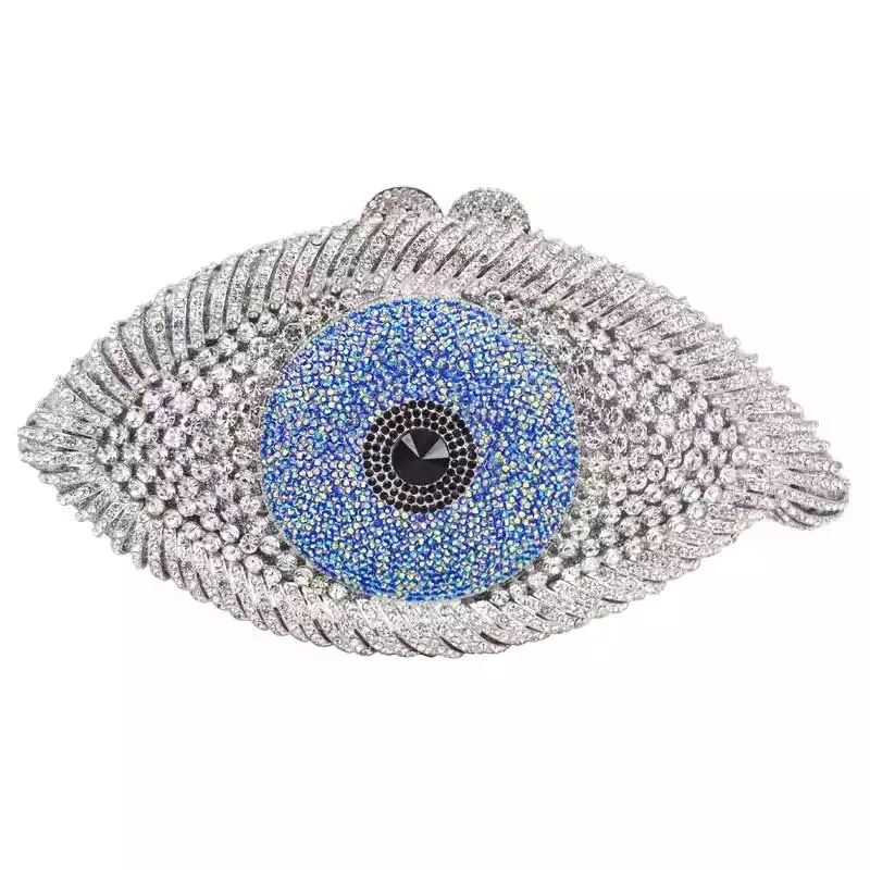 Handmade Rhinestone Eye Clutch