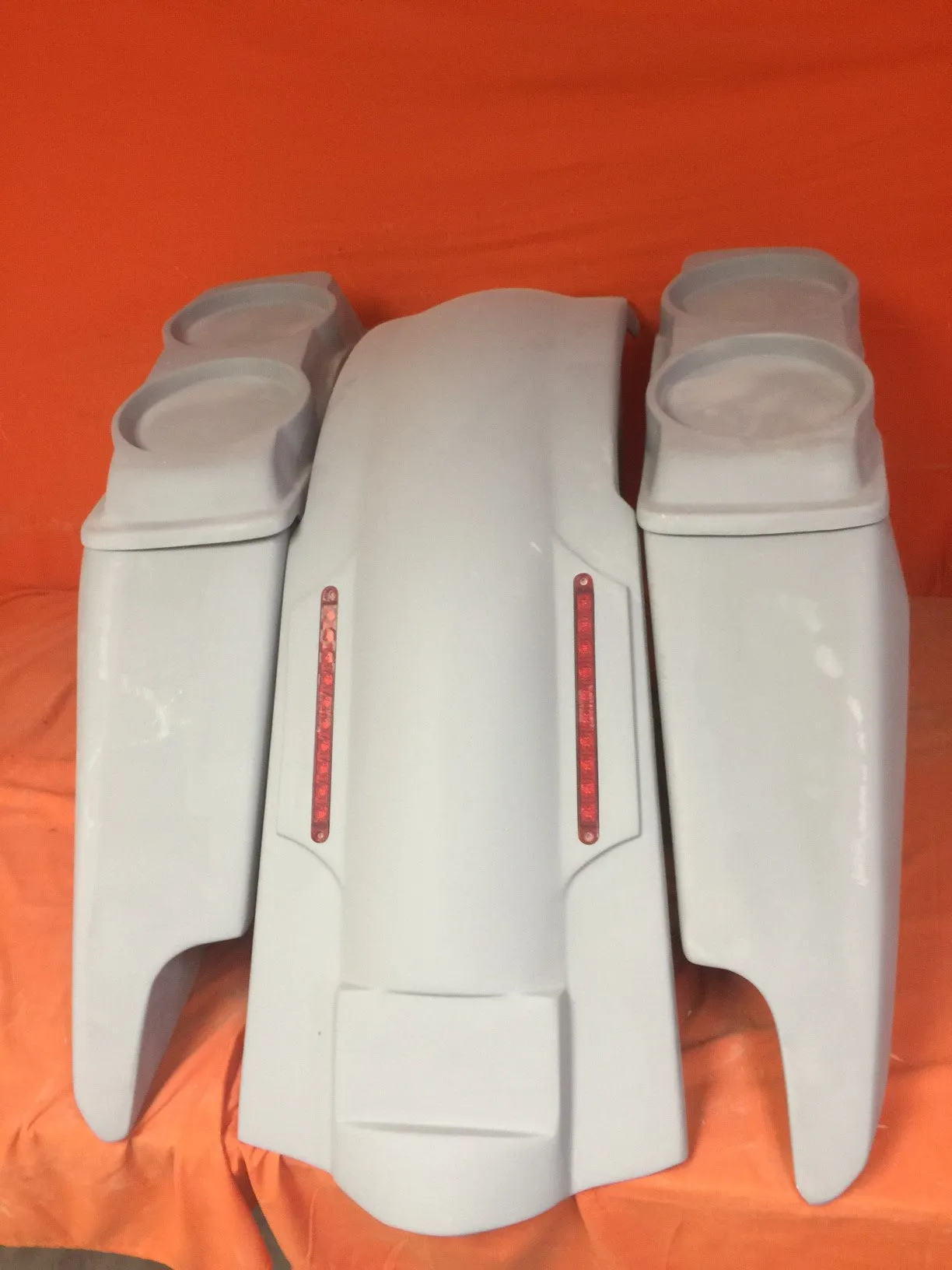 Harley Davidson 2014 - 2023  5" Fifty Five Extended Stretched Saddlebag LED Fender Kit Dual Cut Outs Dual 6.5" Speaker Lids