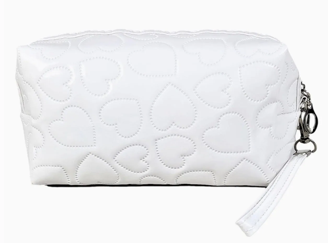 Heart Embossed Pouch w Wrist Strap