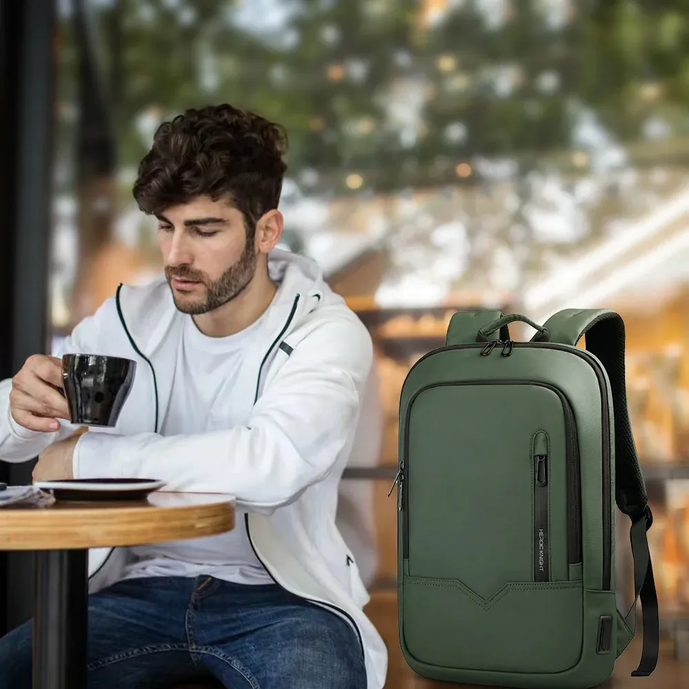 Heroic Knight Slim Business Backpack Men USB Port Multifunction Travel Backpack Waterproof 14" 15.6"Laptop Bag for Work College