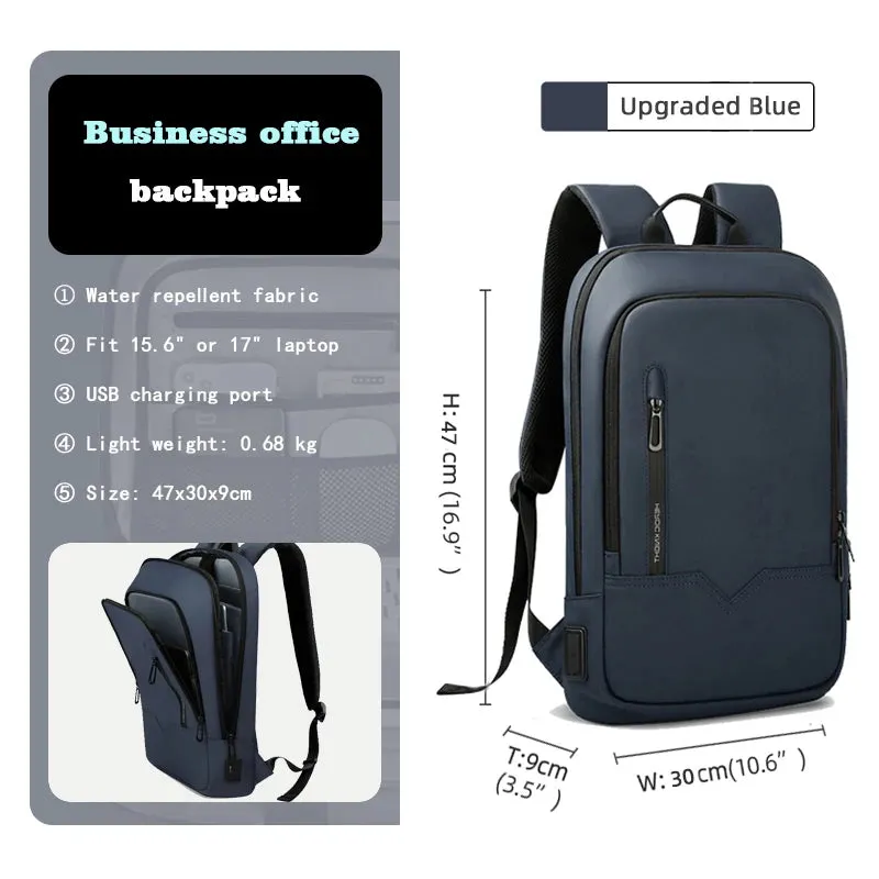 Heroic Knight Slim Business Backpack Men USB Port Multifunction Travel Backpack Waterproof 14" 15.6"Laptop Bag for Work College