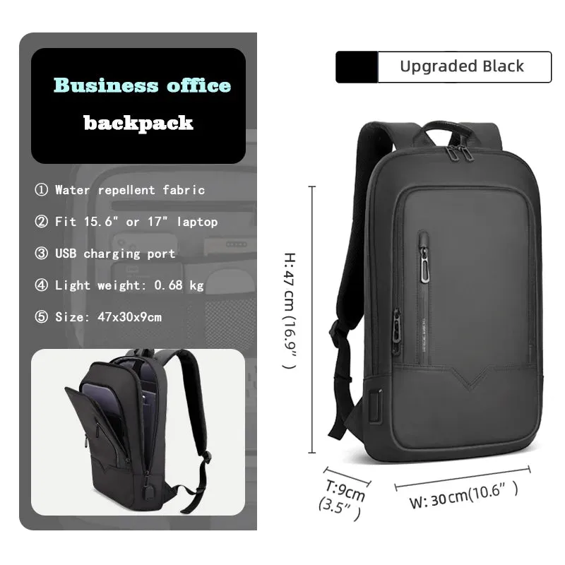 Heroic Knight Slim Business Backpack Men USB Port Multifunction Travel Backpack Waterproof 14" 15.6"Laptop Bag for Work College