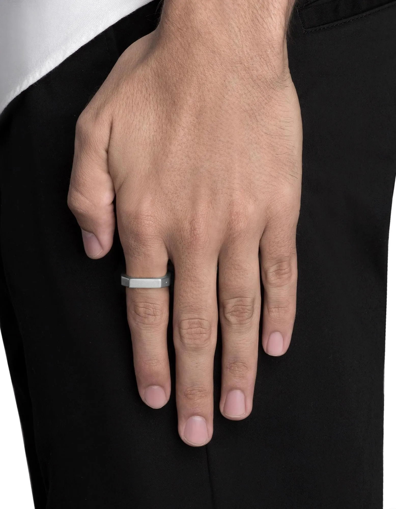 Hex Ring, Sterling Silver