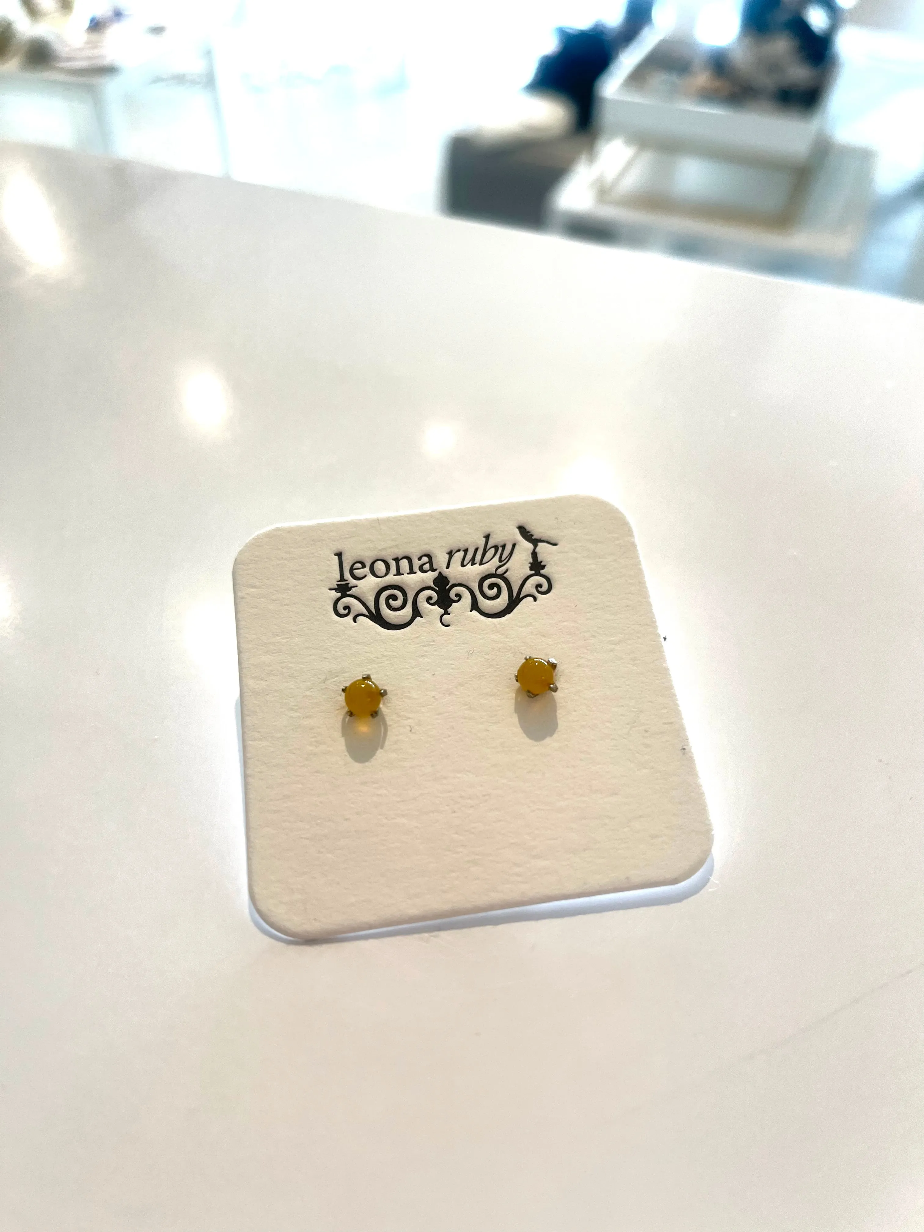 Honey Agate Post Earring {Silver}