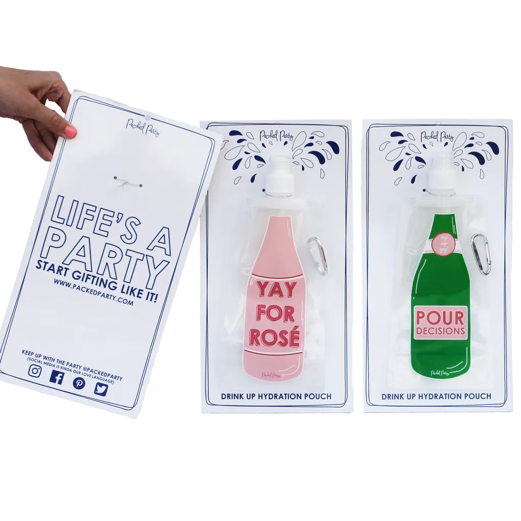 HYDRATION PLASTIC POUCH - PPTD - “YAY FOR ROSE “ PLASTIC POUCH WITH CLIP