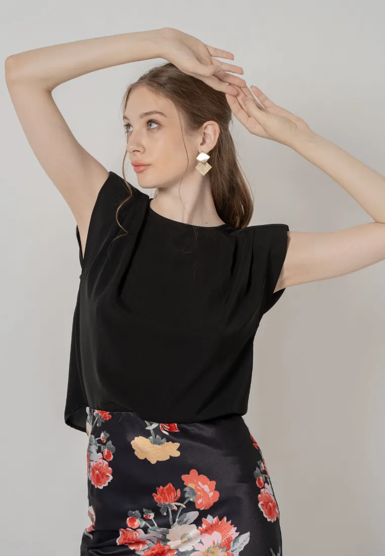 Idorra Drapped Back Top (Black)