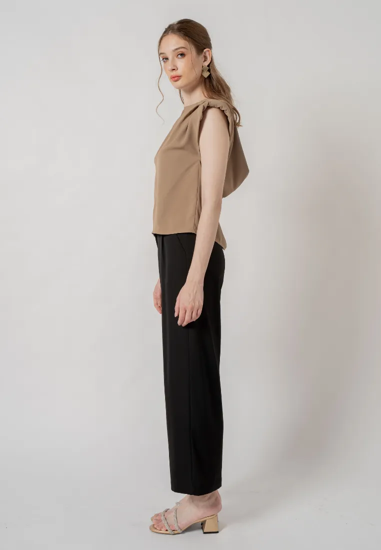 Idorra Drapped Back Top (Brown)