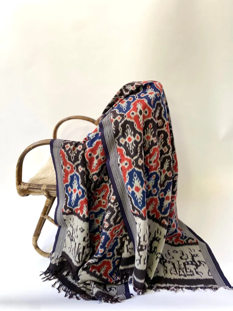 IKAT BLANKET - ORANGE/BLUE/BLACK TILE