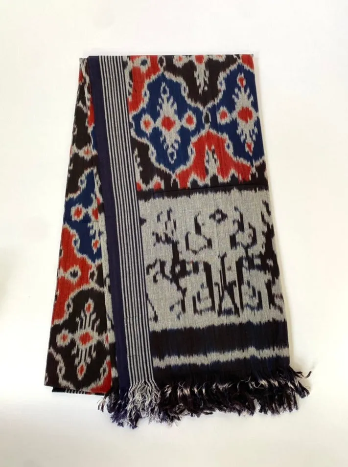 IKAT BLANKET - ORANGE/BLUE/BLACK TILE