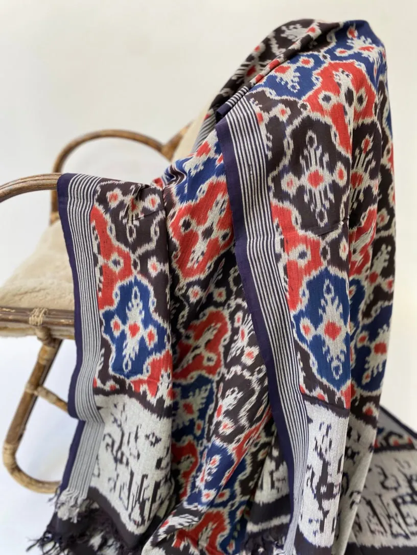IKAT BLANKET - ORANGE/BLUE/BLACK TILE