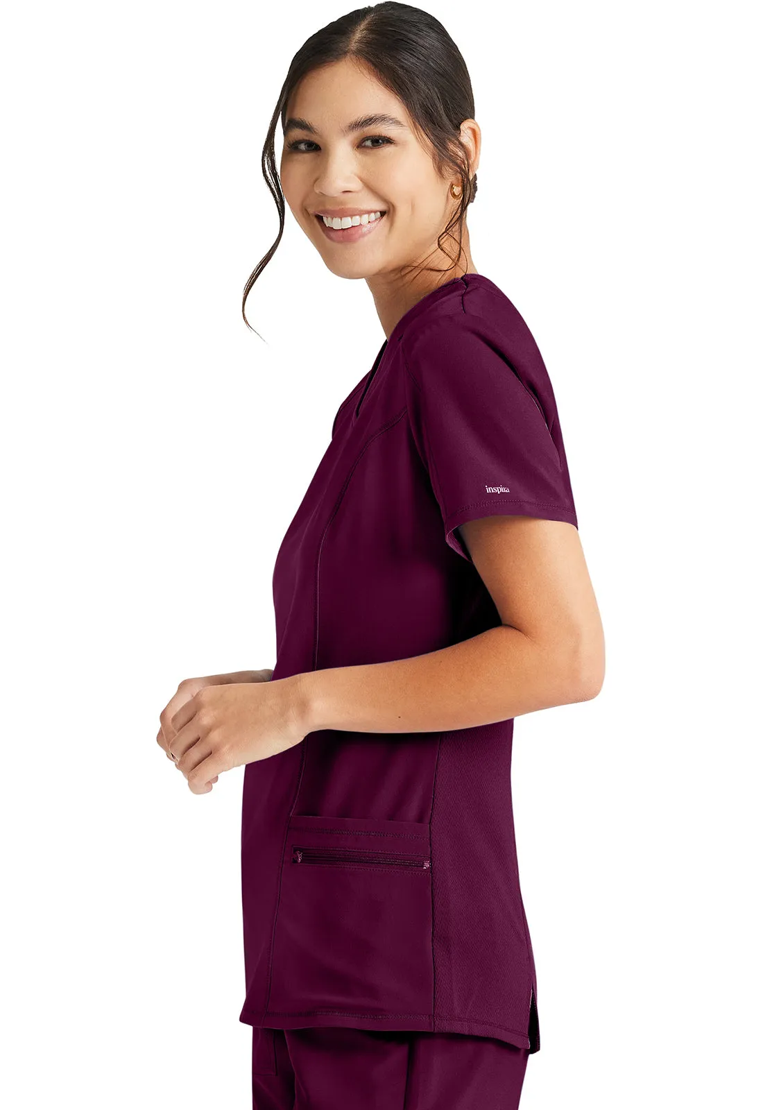 Inspira Flex IP727A V-Neck Top Wine