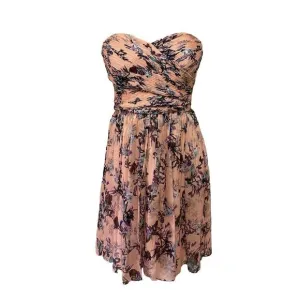 J. Crew 100% Silk Chiffon Arabelle Dress Womens 4 Peach Floral Butterfly Fairy