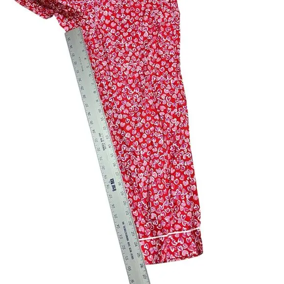 J Crew Pajama Bottoms WMNS S Red Hearts Cropped Print Cotton Valentines Love