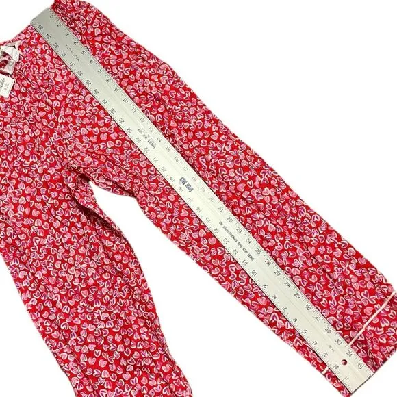 J Crew Pajama Bottoms WMNS S Red Hearts Cropped Print Cotton Valentines Love