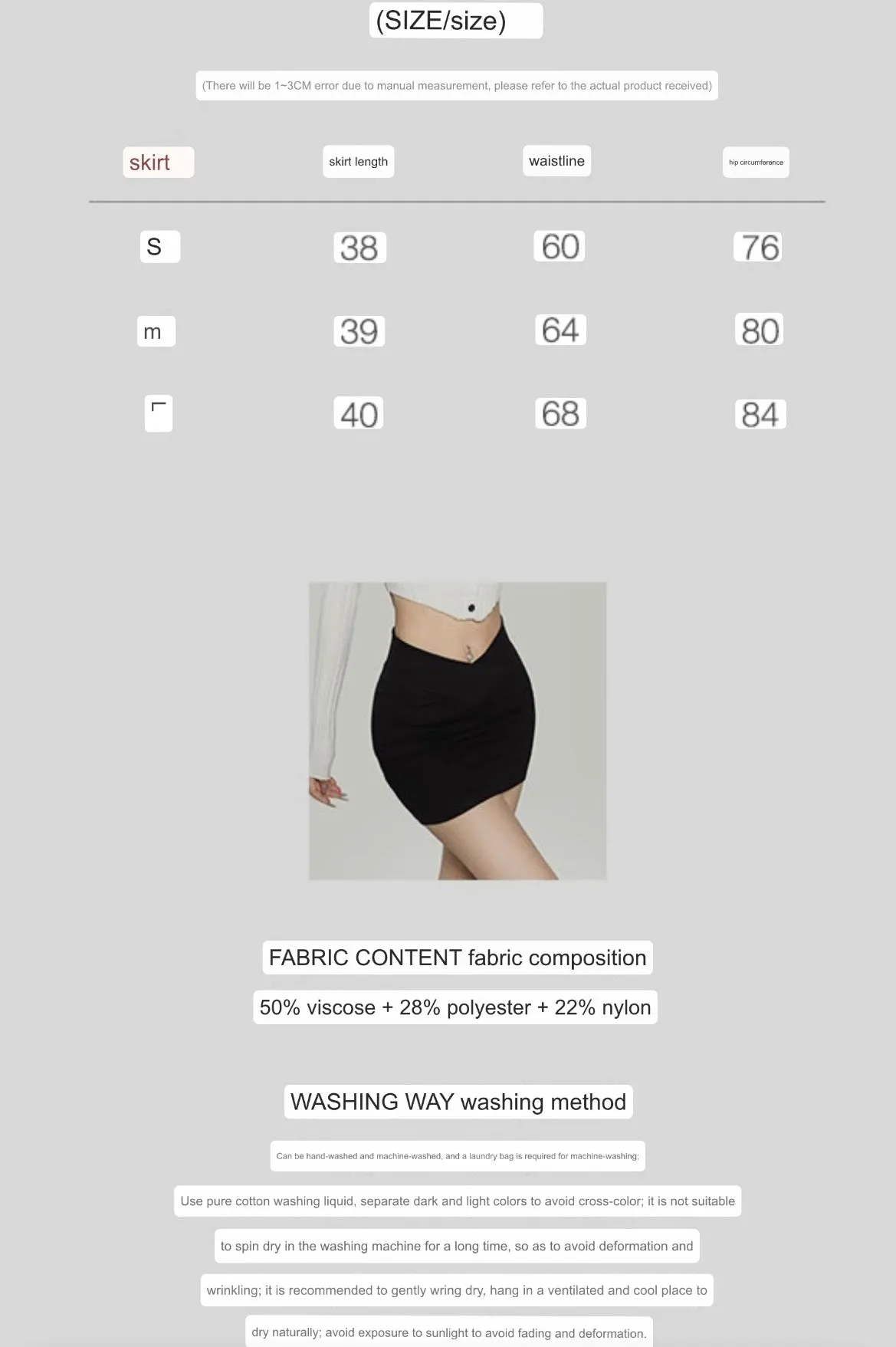 Jeanee Solid Color Black V-shaped High-waisted Slim Mini Skirt