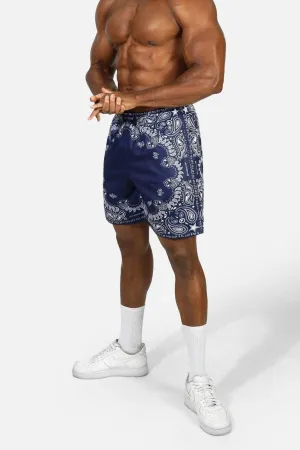 Jersey Mesh 7.5" Gym Shorts - Navy Paisley