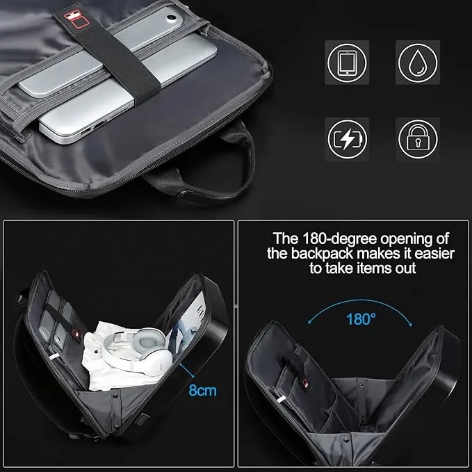 JUMO CYLY Anti-Theft Hard Shell Laptop Backpack, Expandable Waterproof Computer Backpack with USB Charging Port