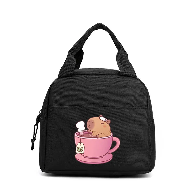Kawaii Cartoon Capybara Insulated Lunch Bag 🍱✨ - Fun Bento Cooler for Kids & Adults 🌟 Perfect for Office, School & Picnics! 🐾