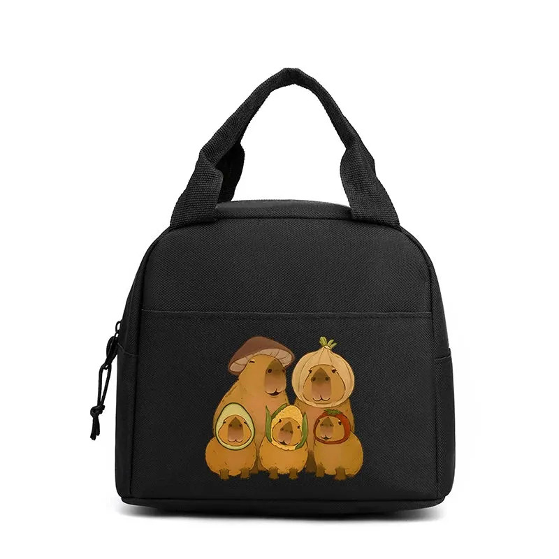Kawaii Cartoon Capybara Insulated Lunch Bag 🍱✨ - Fun Bento Cooler for Kids & Adults 🌟 Perfect for Office, School & Picnics! 🐾