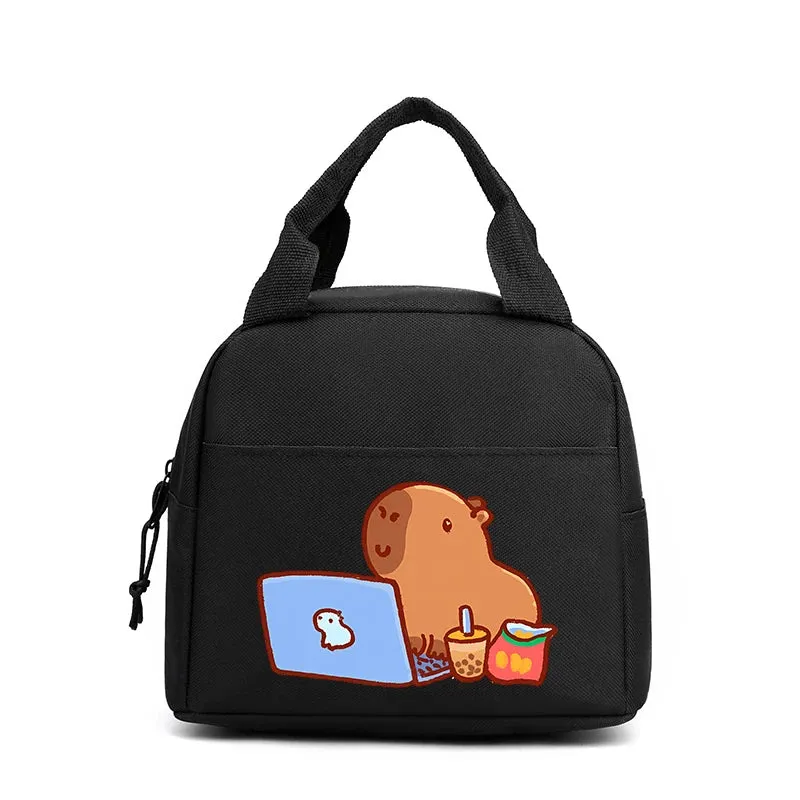 Kawaii Cartoon Capybara Insulated Lunch Bag 🍱✨ - Fun Bento Cooler for Kids & Adults 🌟 Perfect for Office, School & Picnics! 🐾