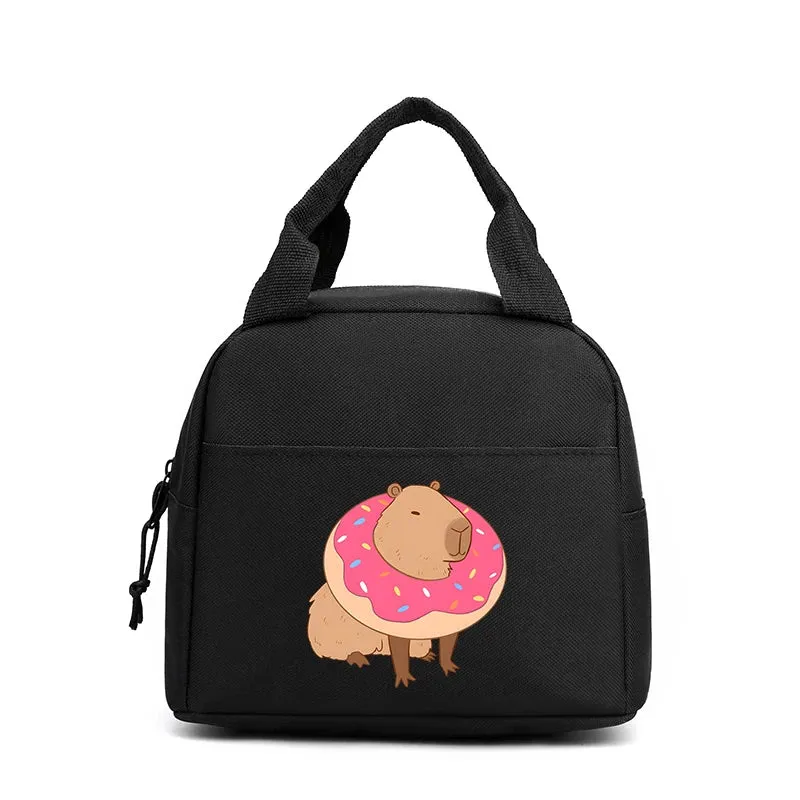 Kawaii Cartoon Capybara Insulated Lunch Bag 🍱✨ - Fun Bento Cooler for Kids & Adults 🌟 Perfect for Office, School & Picnics! 🐾