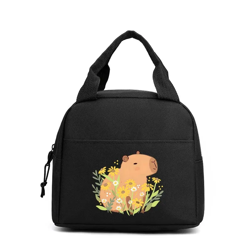 Kawaii Cartoon Capybara Insulated Lunch Bag 🍱✨ - Fun Bento Cooler for Kids & Adults 🌟 Perfect for Office, School & Picnics! 🐾