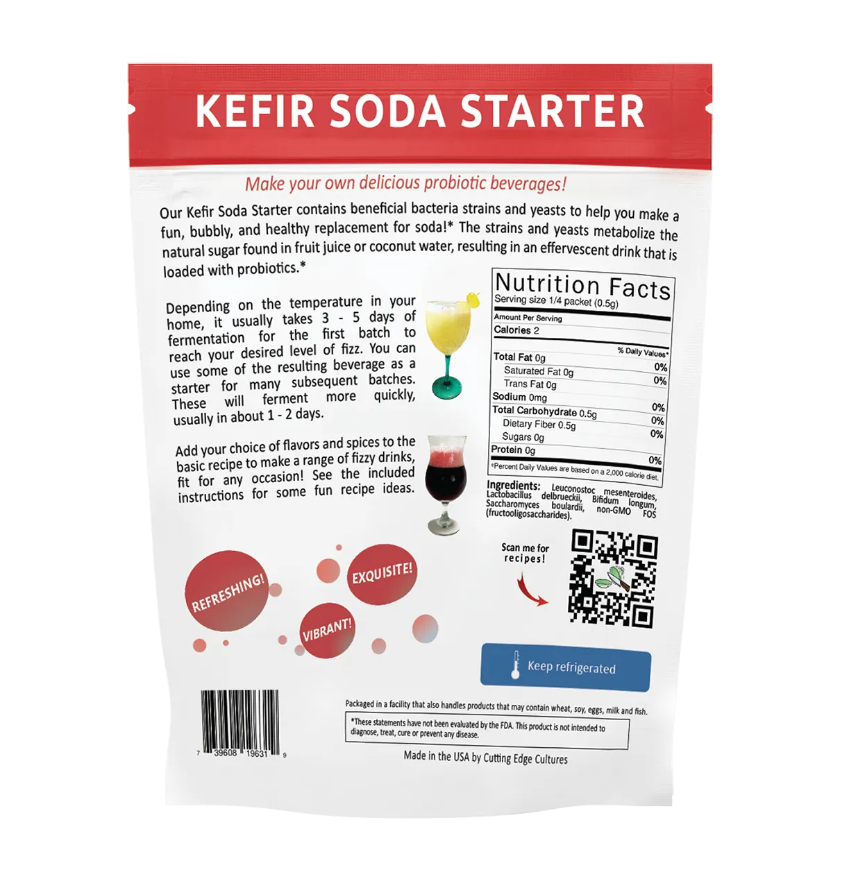 Kefir Soda Starter - Cutting Edge Cultures