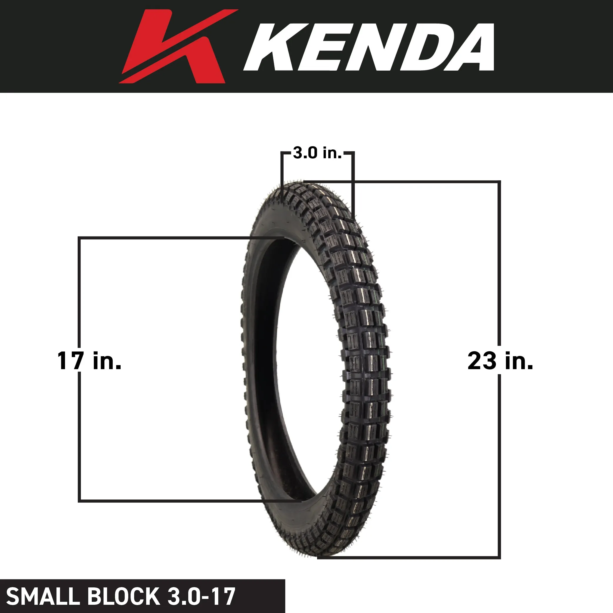 Kenda Small Block 3.00-17 K262 Tire and 275/300-17 Kenda TR-4 Tube w/ Keychain