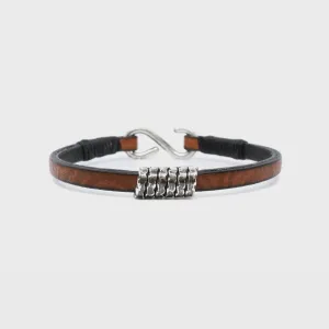 Kenton Michael Leather Bracelet with Sterling Silver Coil
