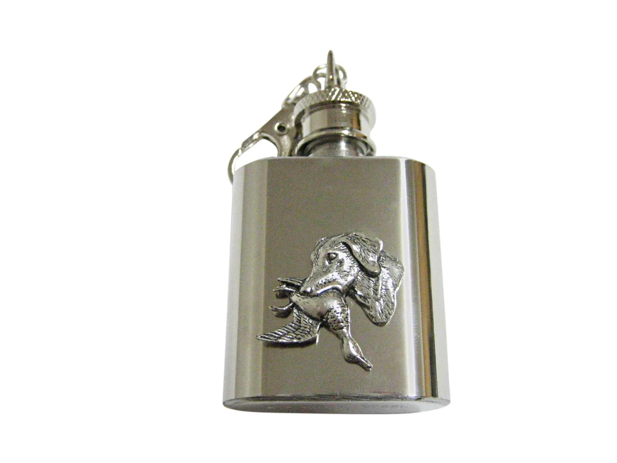 Labrador Dog with Duck 1 Oz. Stainless Steel Key Chain Flask