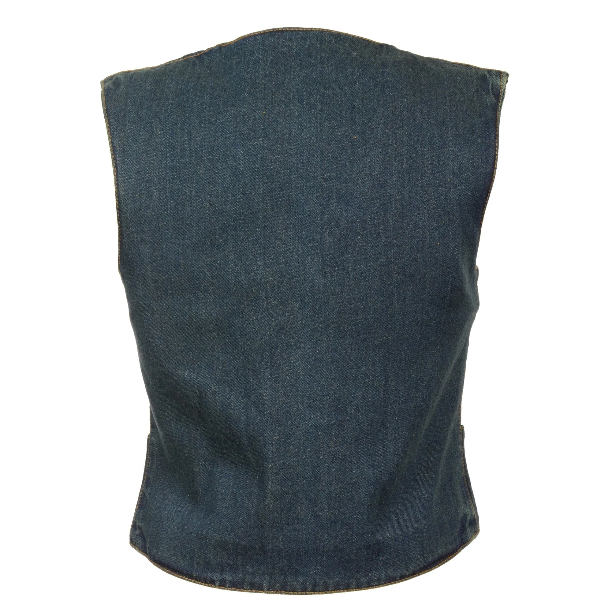 Ladies Plain Side 3 Snap Front Denim Vest