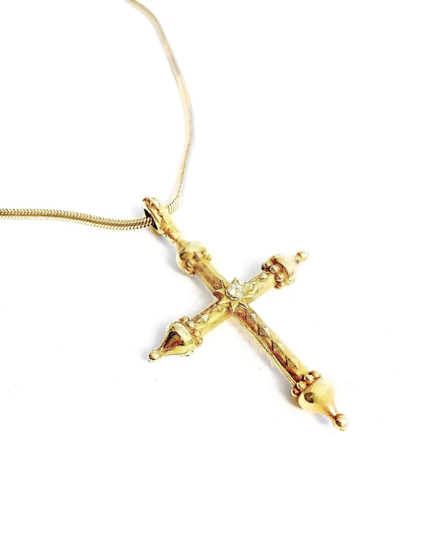 Large Gold Cross Necklace With Diamond