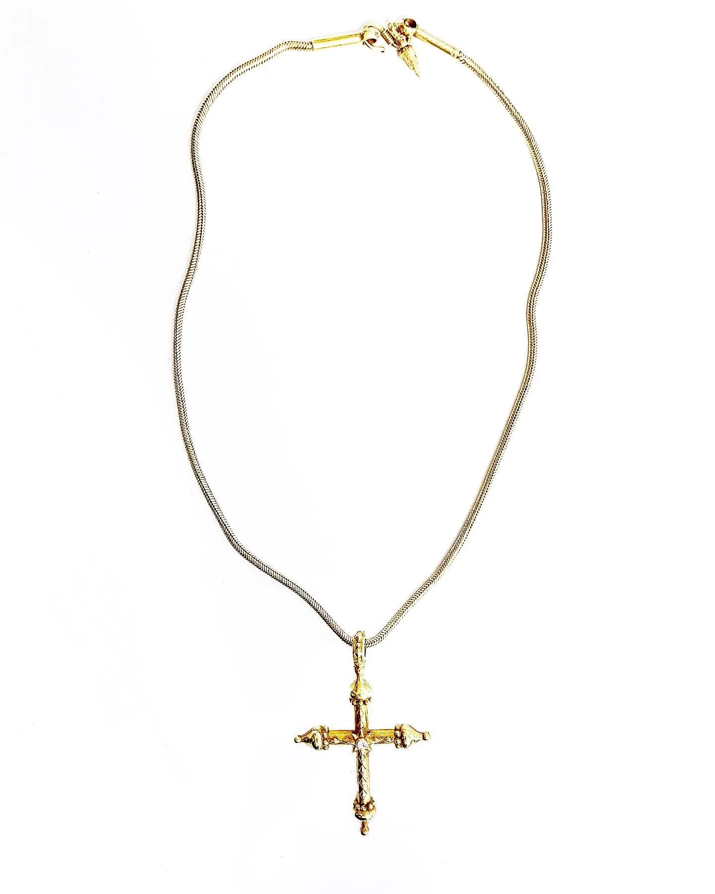 Large Gold Cross Necklace With Diamond