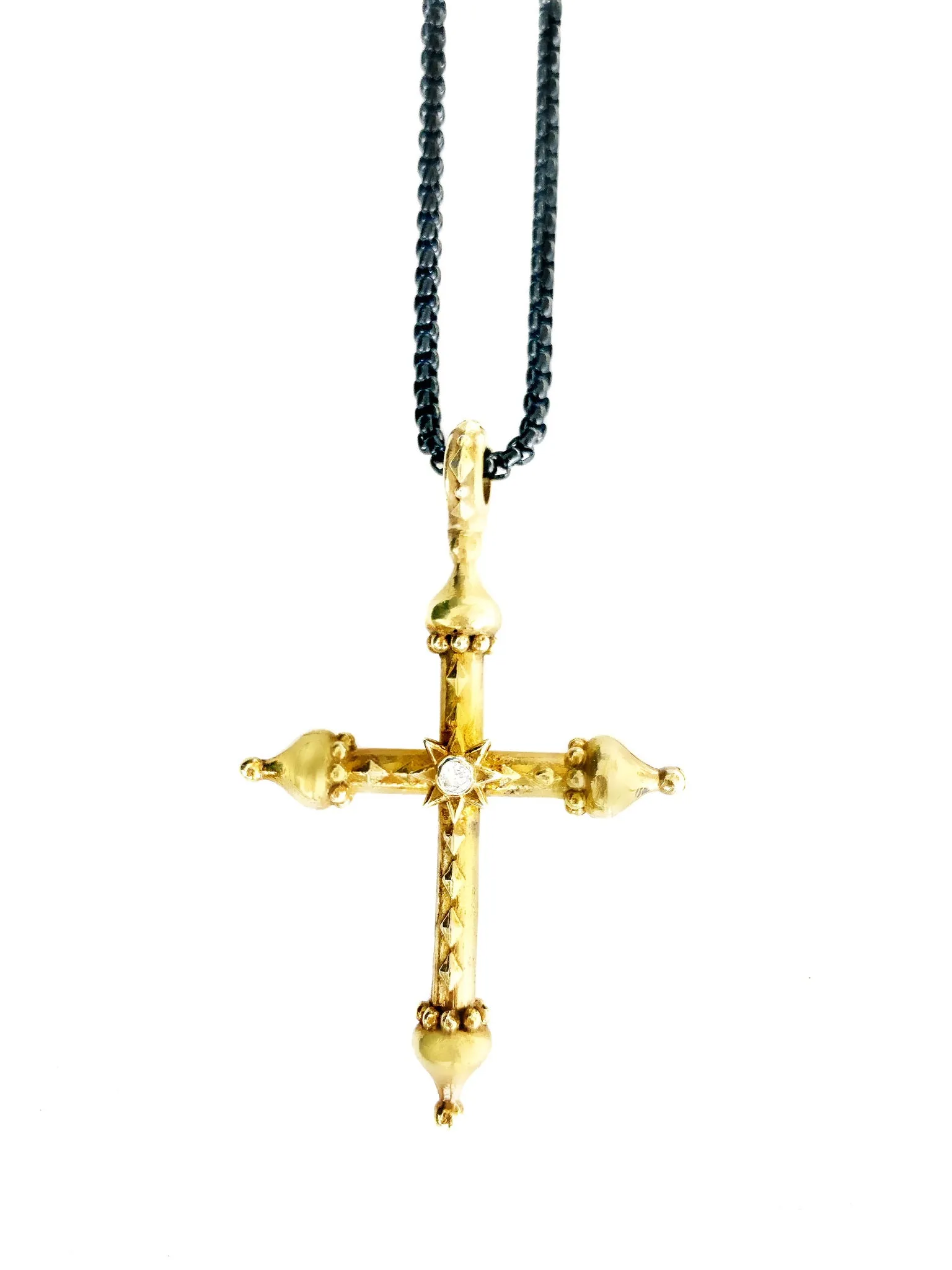 Large Gold Cross Necklace With Diamond