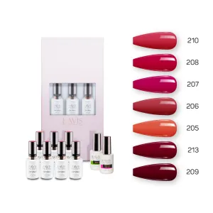 Lavis Holiday Collection: 7 Gel Polishes, 1 Base Gel, 1 Top Gel - Set 22 - 210, 208, 207, 206, 205, 213, 209   BT