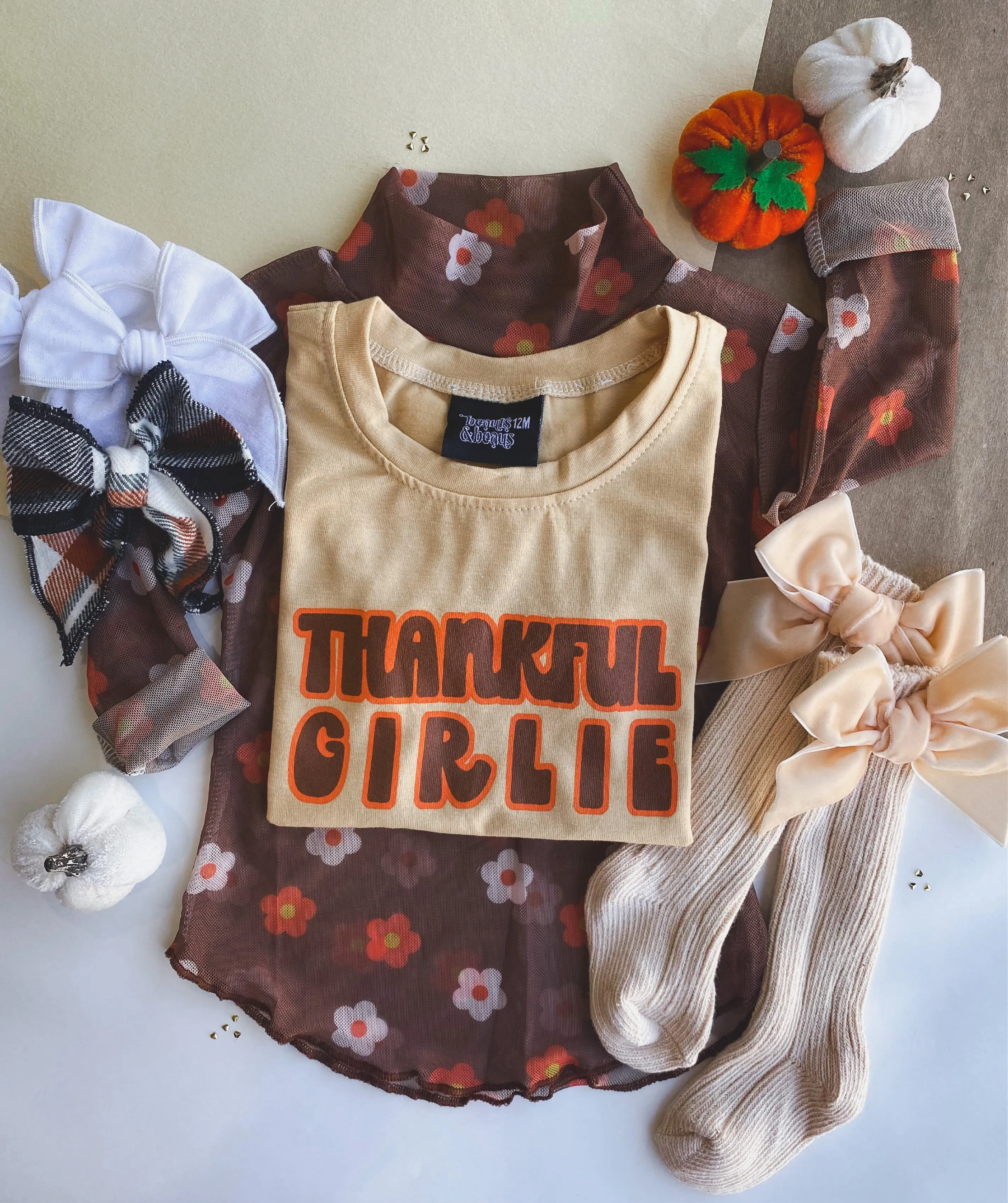 layering mesh top - brown floral