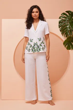 Leaf Embroidered Shirt & Pants